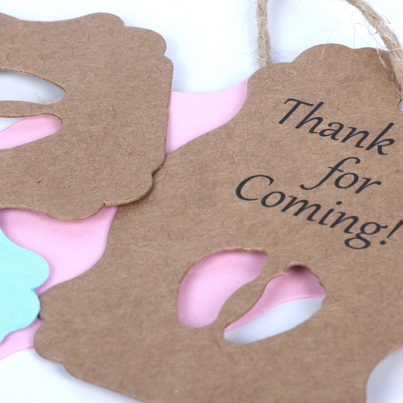 50pcs Baby Shower Tag Labels Thank You for Coming Tags New Born Boy Girl 1st Birthday party decoration babyshower Christening